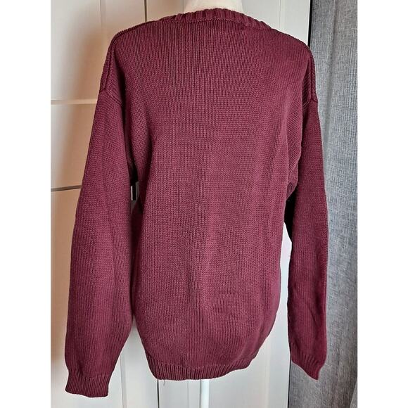 162. VTG Eddie Bauer Sweater Adult Large Knit Maroon Pullover Mens 90s - Picture 2 of 6